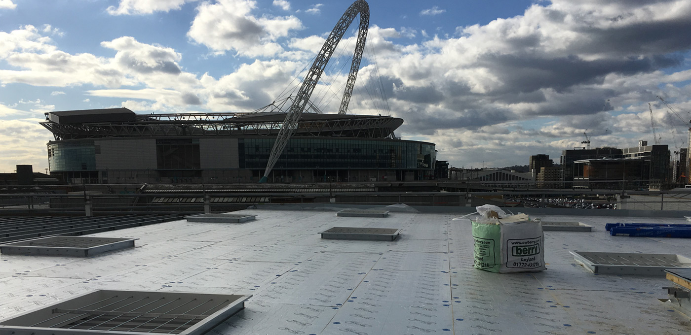 Costco Wembley installed with Recticel's Eurothane GP roof image with Wembley Stadium background