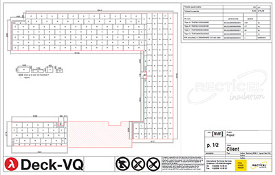 Deck-VQ vacuüm isolatie paneel installatie schema layout voor platte daken en terrassen van Recticel Insulation