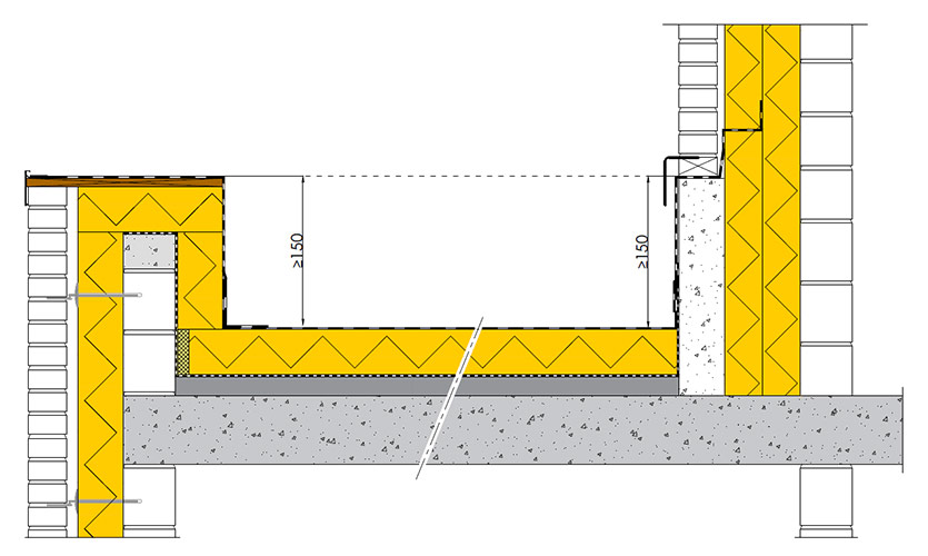 Figuur 23: Opstandhoogte opgaand metselwerk plat dak isolatie