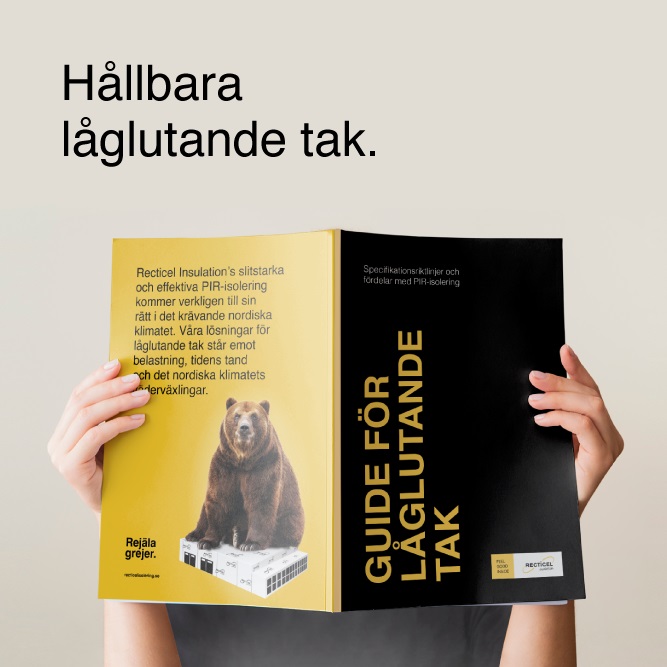 Ny guide för planering av låglutande tak är nu här. Ladda ner guiden | Recticel Insulation