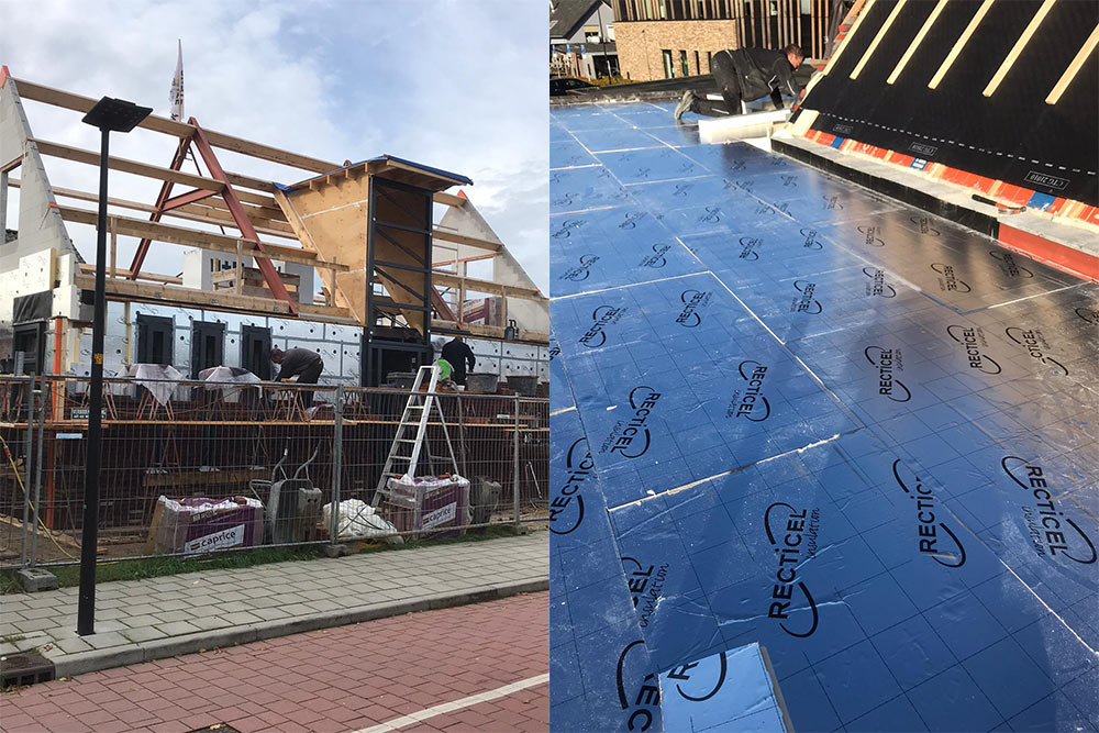 Vrijstaande woning in Putten geïsoleerd met Recticel Insulation Eurothane Silver plat dak isolatie, Eurowall spouwisolatie en Rectitape