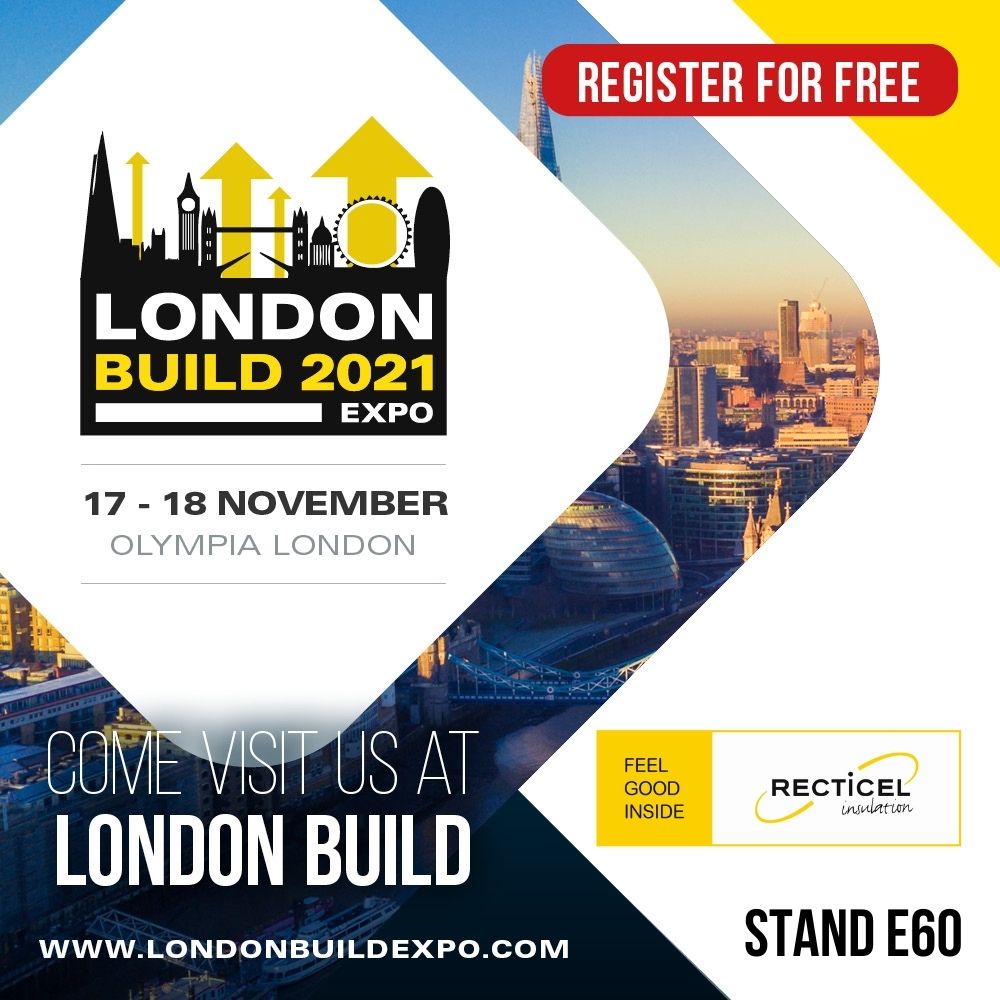 Recticel Insulation attending London Build 2021 at the Olympia London on stand E60