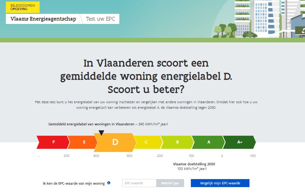 test uw woning EPC met de tool van het VEA