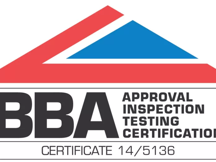 BBA logo with red and blue roof design, certification text below.