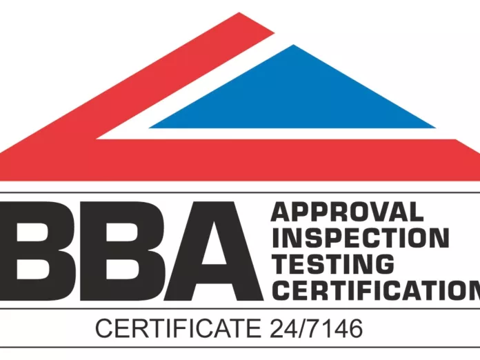 BBA certification logo with red and blue roof graphic.