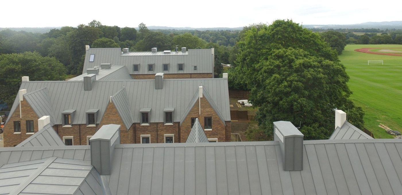 Charterhouse School in which Recticel Insulation's Eurothane<sup>®</sup> GP was used - pitched roof drone image