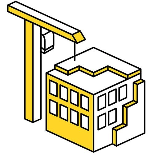 Drawing of a construction building