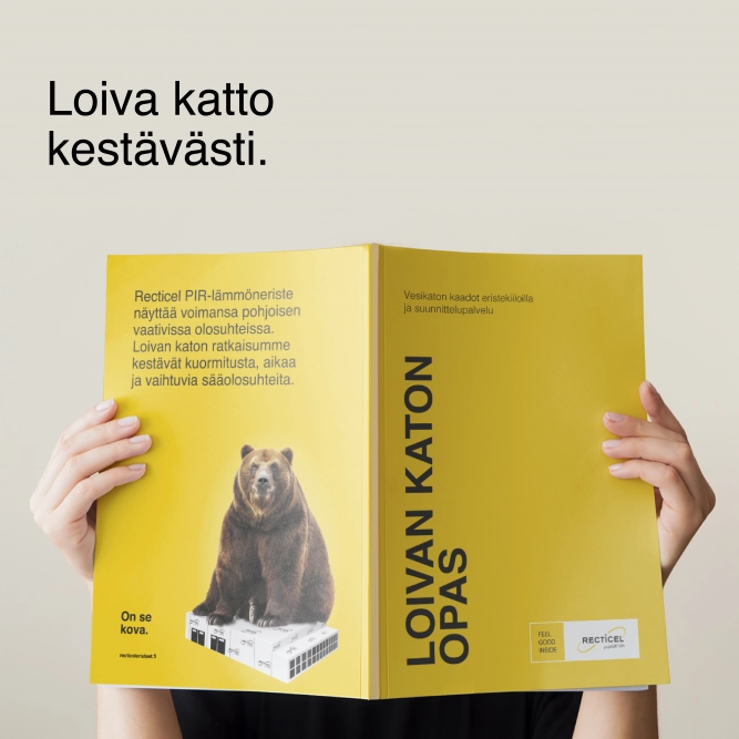 Lataa opas loivan katon suunnitteluun Recticel PIR-eristeillä.