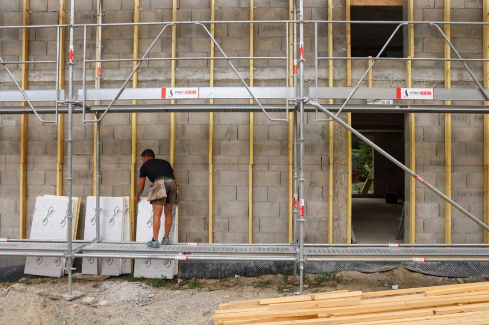 Chantier construction maison ITE Powerwall