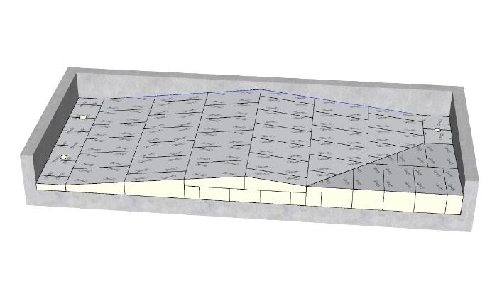 isolation de pente dessin 3D toiture plate