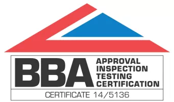 BBA logo with red and blue roof design, certification text below.