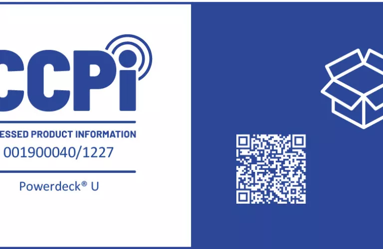 CCPi logo with a QR code and an open box icon on a blue background.